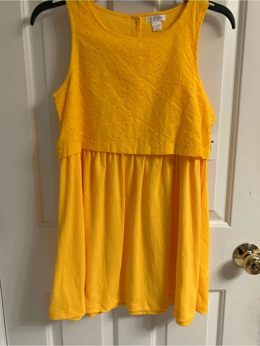 NWT- Girls Falls Creek Bright Yellow Eyelet Layered Sundress